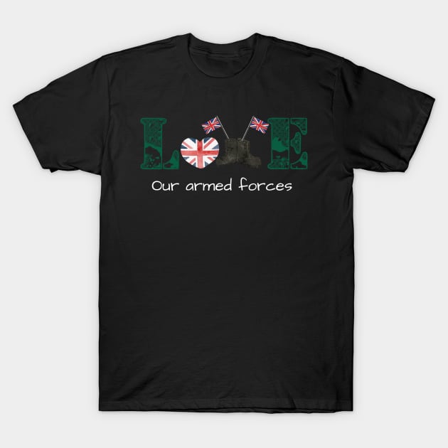 Love our armed forces UK military slogan T-Shirt by Authentic Designer UK